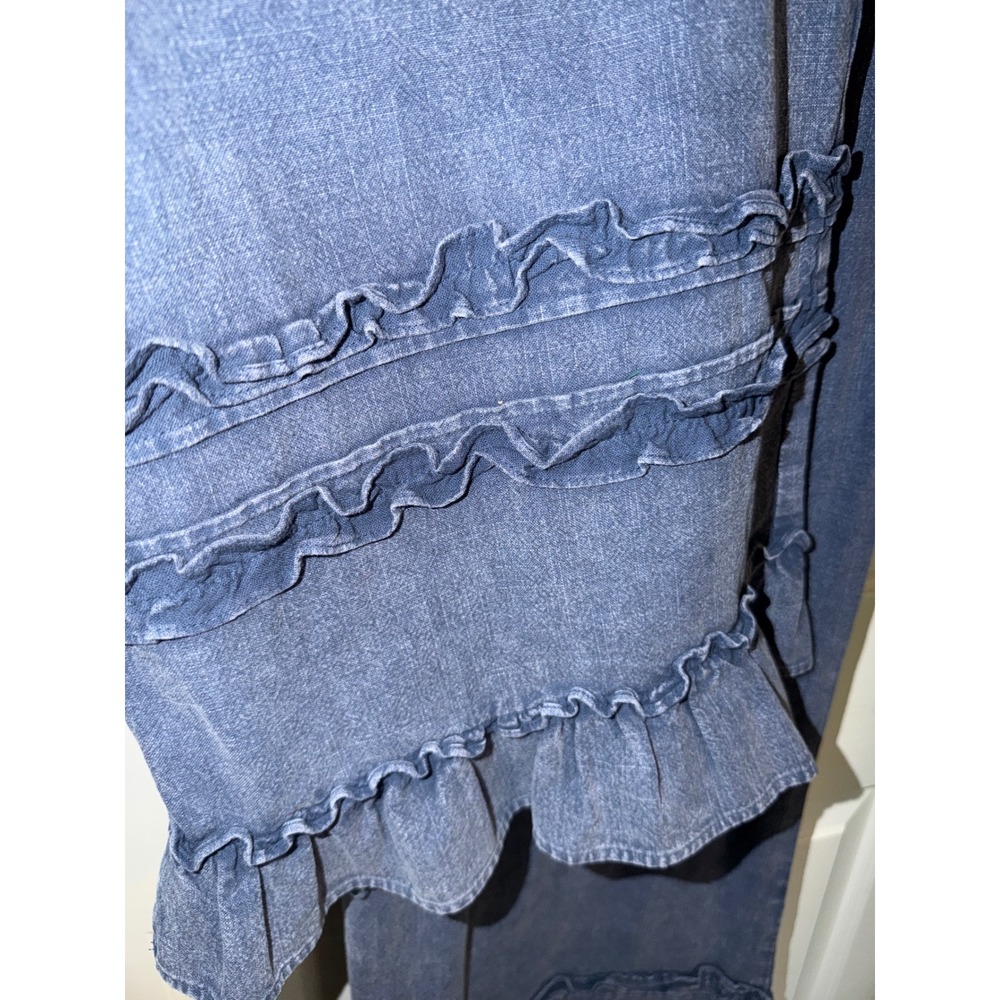 Mittoshop Womens Blue Ruffle Hem Wide Leg Cotton Pants Medium NWT - Picture 4 of 7